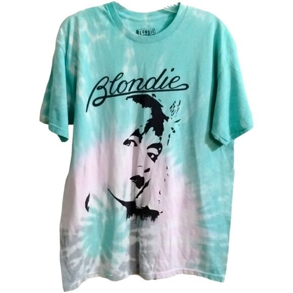 BLONDIE Girlfriend Fit Short Sleeve Tee Shirt Size 2X Tie Dye Turquoise - Picture 1 of 4